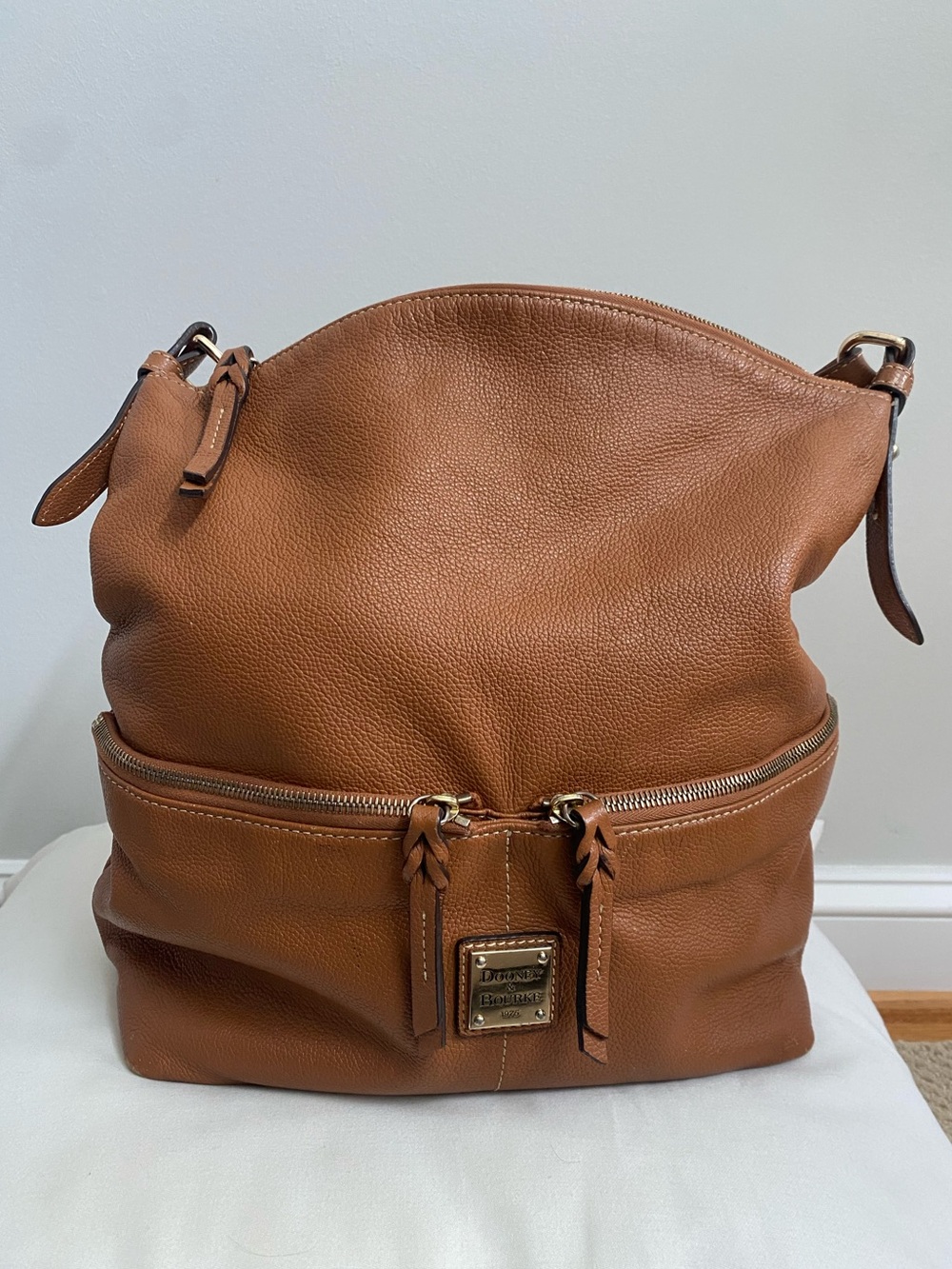Dooney & Bourke Dillen Pocket Sac Brown Pebbled Leather Hobo Shoulder Bag